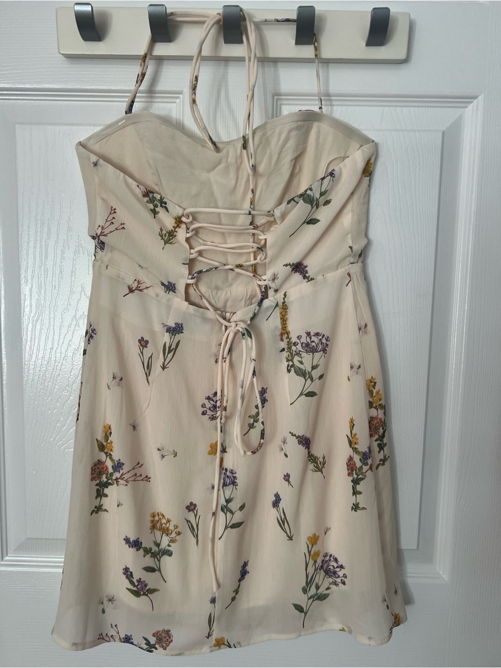 Lulu's Catch the Bouquet Cream Floral Strapless Dress with Tie Straps - Picture 5 of 5